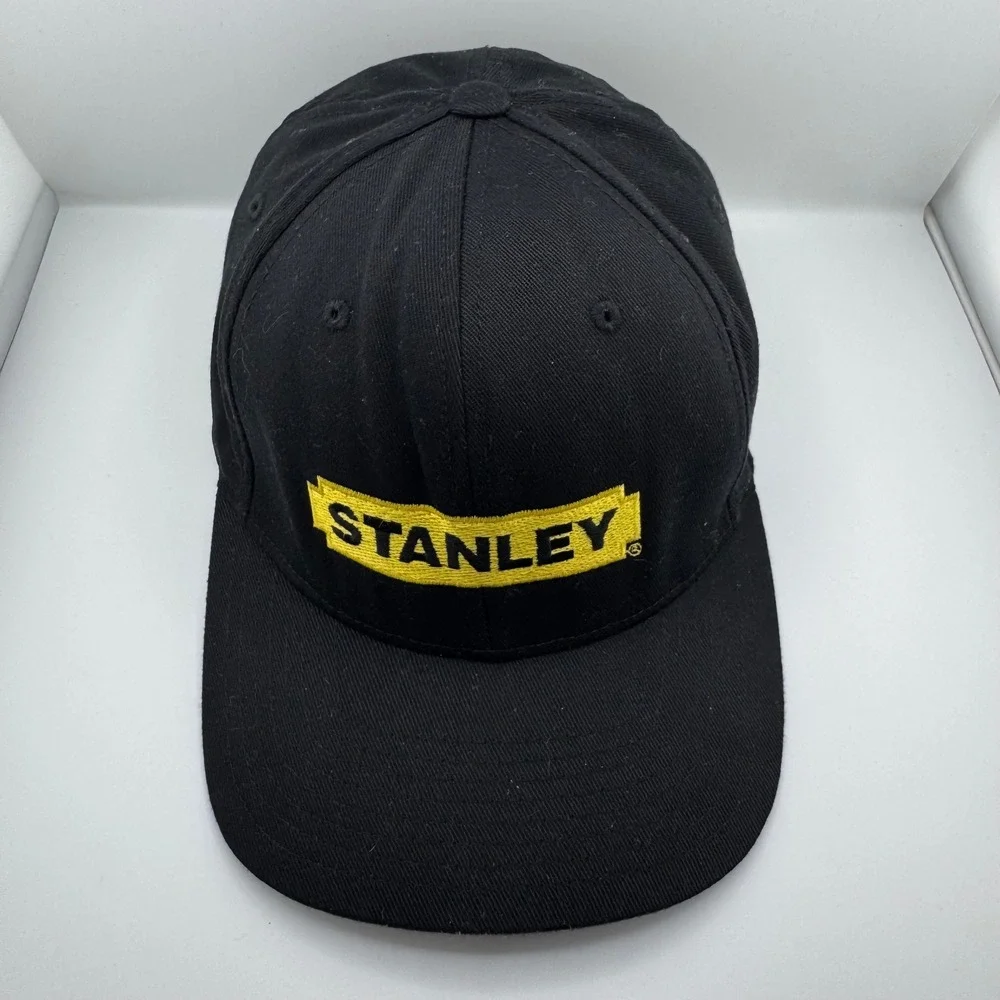 Stanley Tools Flexfit Hat Mens L-XL Black Yellow Embroidered Logo Good Condition